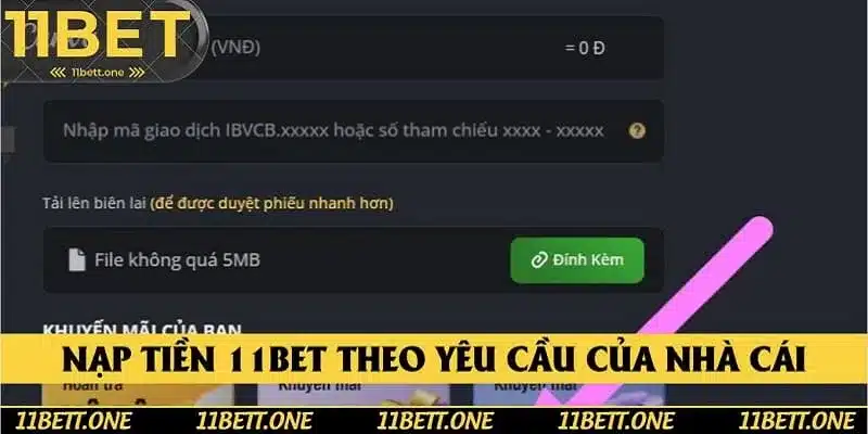 Nạp tiền 11Bet theo yêu cầu của nhà cái